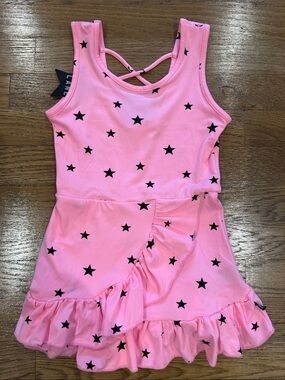 Pixielane 4T Girls Pink Star Print Ruffle Dress NWT